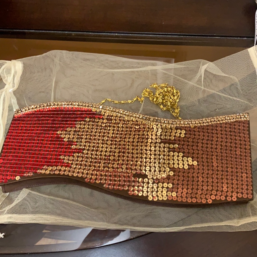 Sequin Red And Gold Bag